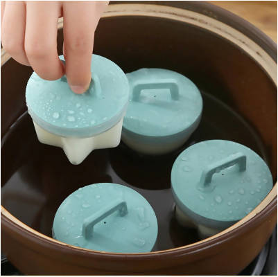 4 Pcs Set Cute Egg Boiler Plastic Egg Poacher Set Breakfast Steamed Egg Mould Egg Mold Form With Lid Brush