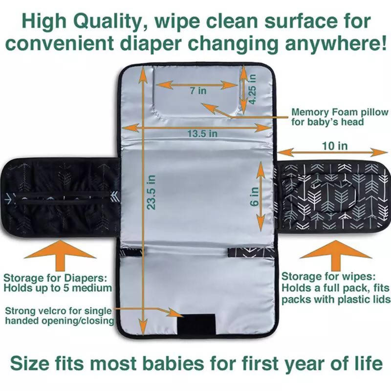 Baby Multifunctional Foldable Storage Bag High Quality Wipe Clean Surface Infant Changing Pad Waterproof Diaper Changing Mat