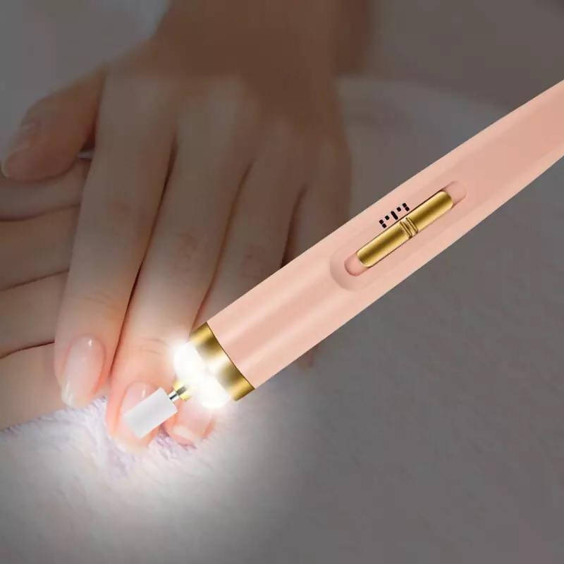 Electric Nail Grinder Nail Polishing Machine With Light Portable Mini Electric Manicure Art Pen Tools With Box For Gel Removing