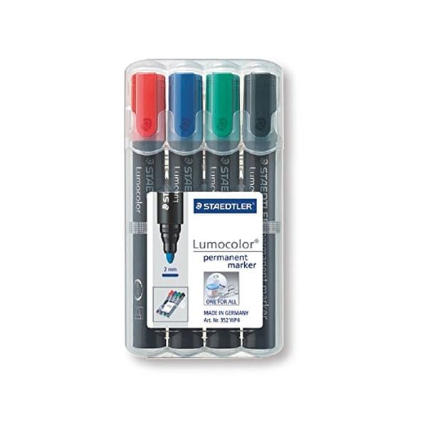 Staedtler Lumocolor Bullet Tip Permanent Marker - Set of 4 Colors ST-352-WP4-AE