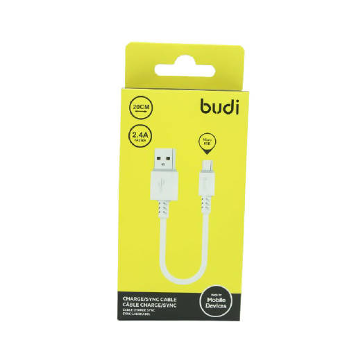 Budi M8J011M20 USB Micro 20Cm 2.4A Faster-WHITE