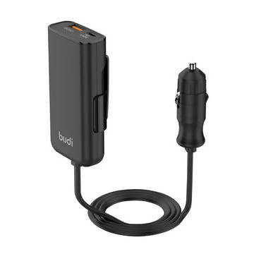 Budi 118W PD 100W QC 3.0 Car Charger Black