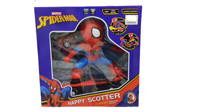 Spiderman Electric Music Toy Stunt Scooter Auto Flip Rotating Skateboard Sound and Light Car Boy Gift