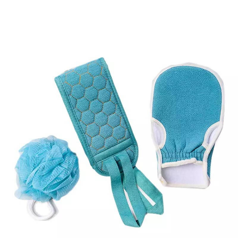 New Three-piece Bath Ball Bath Brush Rubbing Thickened Bath Towel Mud Wipe Decontamination Bath Ball Set Long Strip Back Towel