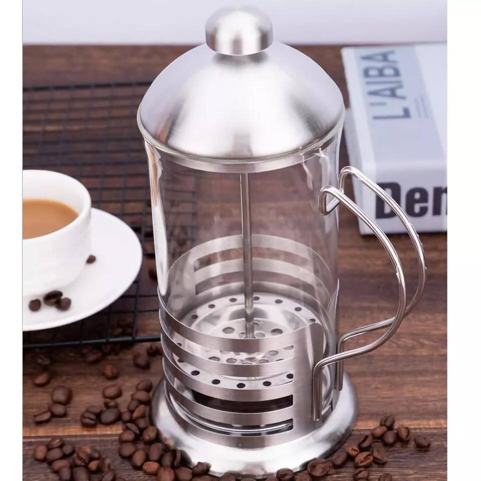 Stainless Steel & Glass Coffee Tea Pot