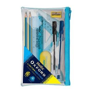 Helix Oxford Clash Blue Yellow Filled Pencil Case