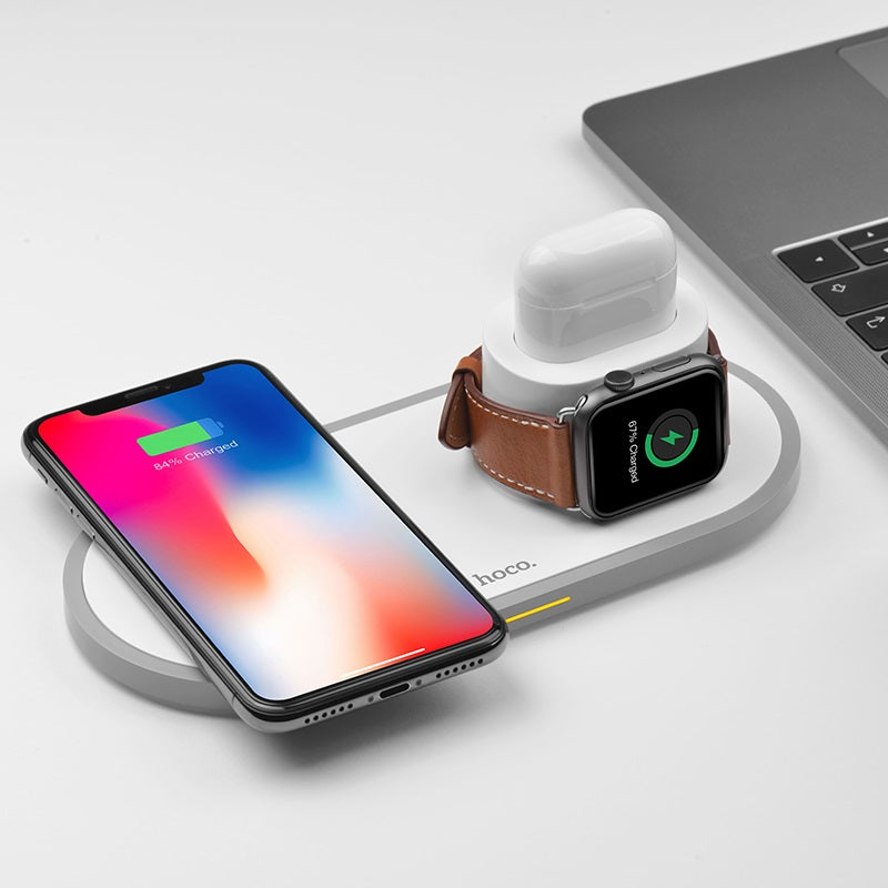 Hoco Wireless Charger Wisdom 3 In 1 Tabletop Charging Dock