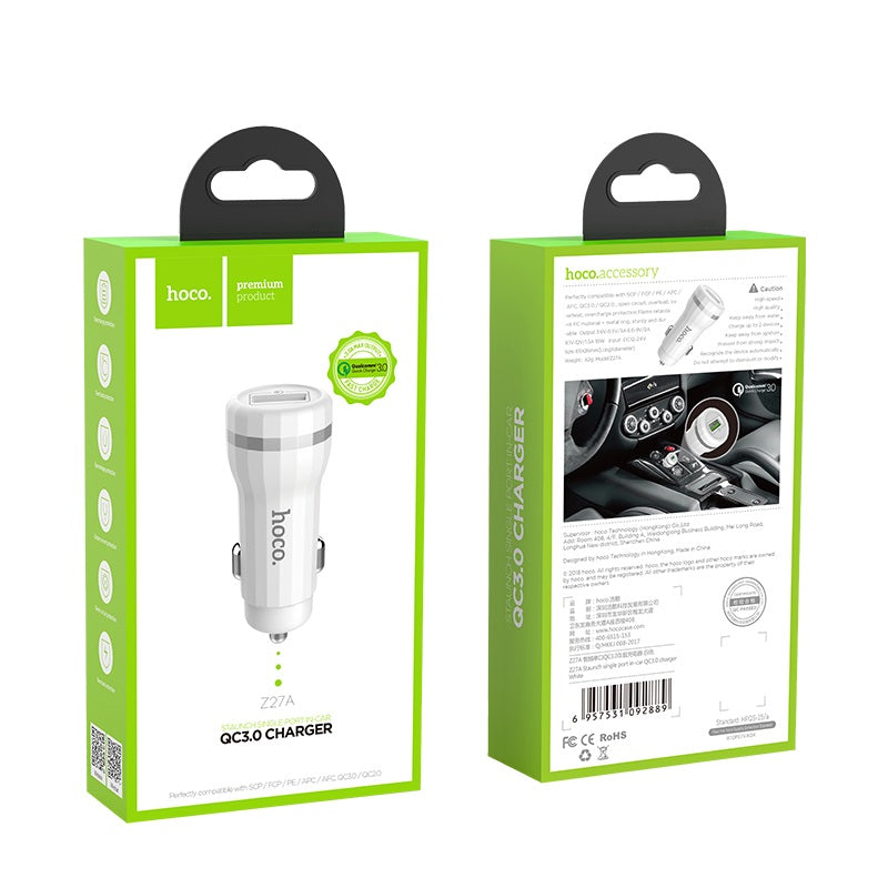 Hoco Car Charger Staunch Single Port Adapter