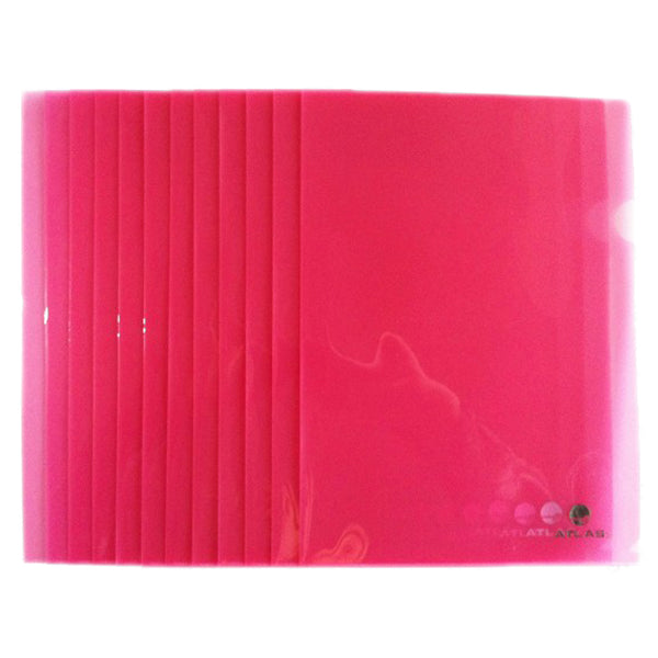 Atlas Transparent L Shape Folder   A4  Red