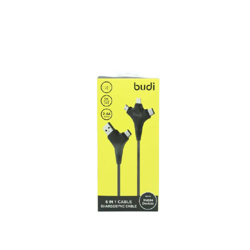 Budi M8J150Y 6 In1 Cable 1M 2.4A Faster-BLACK