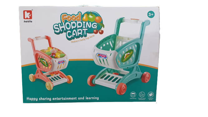 14Pcs/Set Kids Supermarket Shopping Groceries Cart Trolley Toys for Girls Kitchen Play House Simulation Fruits Pretend Baby Toy