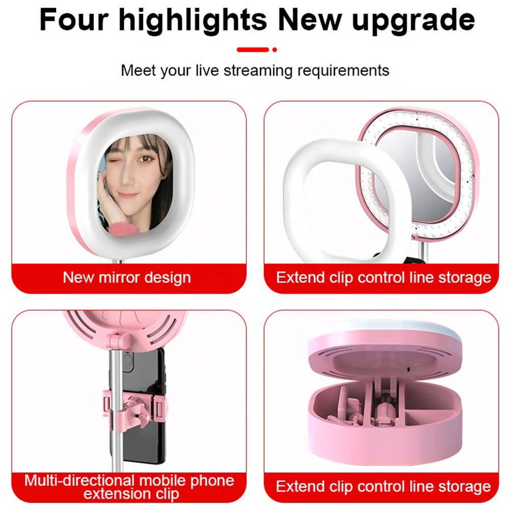 Portable LED Dimmable Ring Light Universal Selfie Ring Folding Beauty Makeup Fill Light For Video Studio Youtube Live With Stand