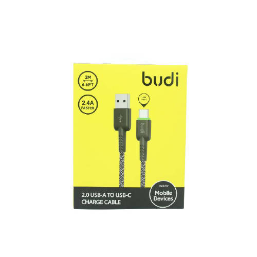 Budi M8J159T USB Type-C 2M 2.4A Faster-BLACK