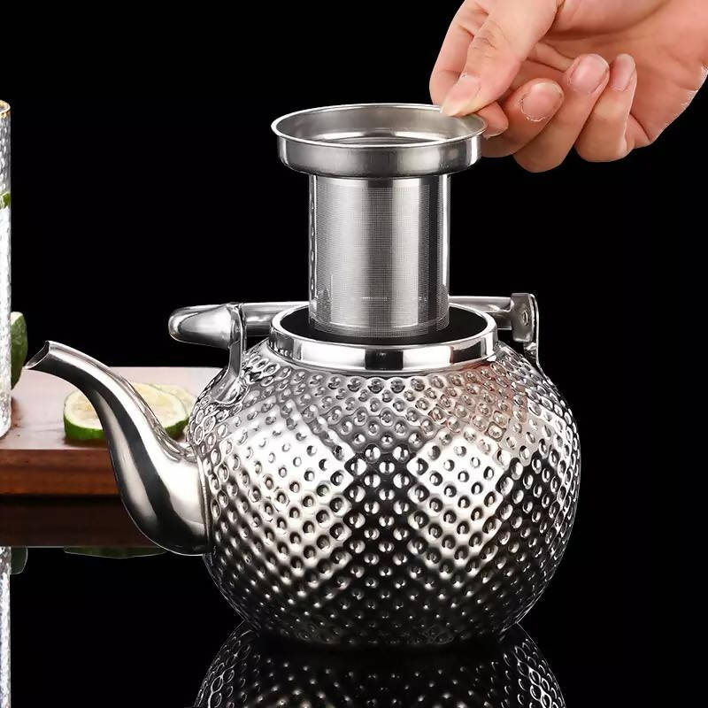 Stainless Steel Teapot Lifting Handle with Tea Filter Silver Suitable for Induction Cooker Stove Top Kettle