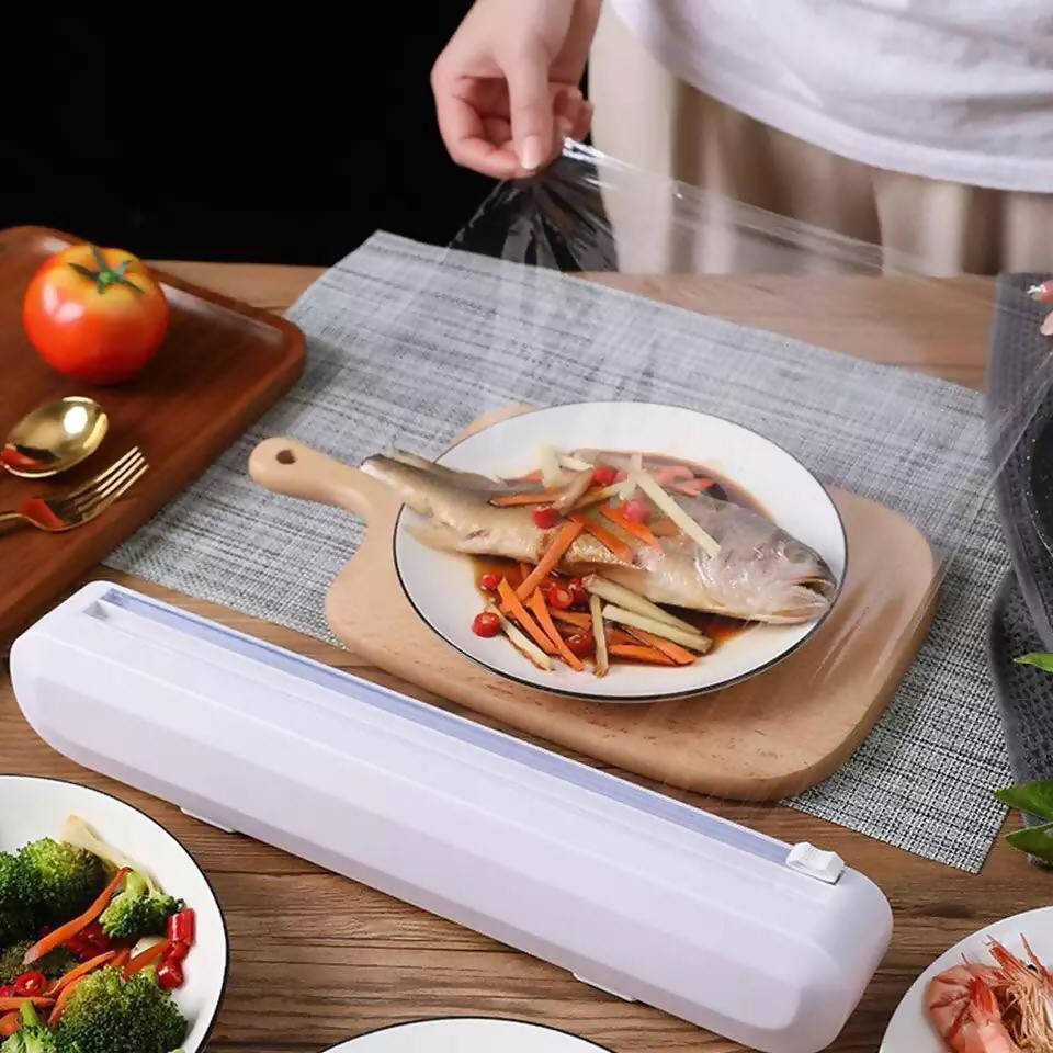 Punch-Free Fixing Food Wrap Dispenser Cutter Foil Cling Cutter Tool Plastic Sharp Storage Dispenser Wrap Film Kitchen Holde