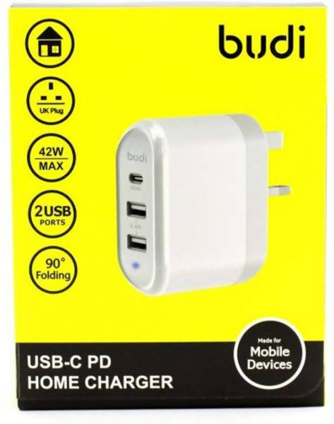 Budi M8J028TU USB-C PD Home Charger - White