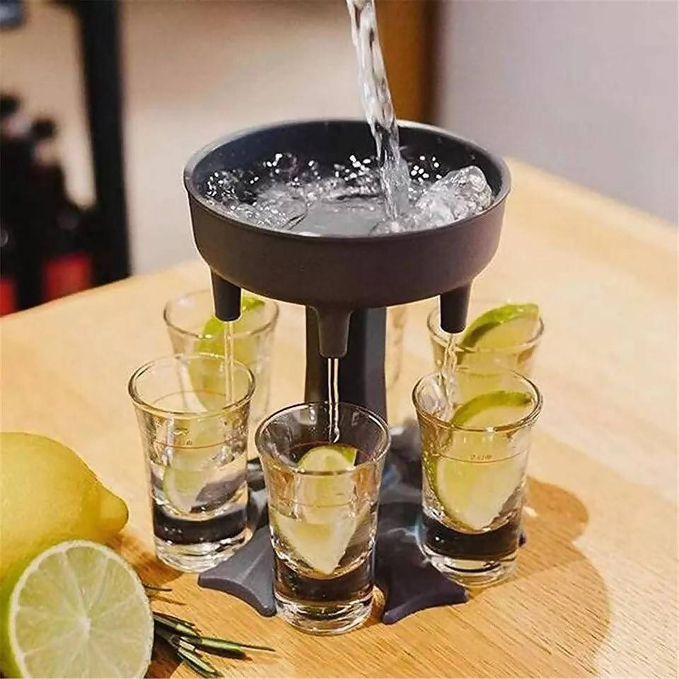 6 Shot Glass Dispenser Holder Caddy Liquor Dispenser