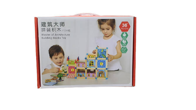 Wooden Building Blocks Construction Wood House Castle Bricks Set Children Educational Blocks Toys for Children Gift Holiday