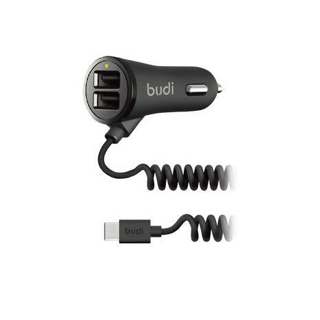 Budi Watt Car Charger with Cable Black