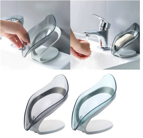 Self Draining Soap Holder Leaf Shape Soap Box Bathroom Plastic Non Slip Soap Dish Tray Creative Bathroom Kitchen Decors