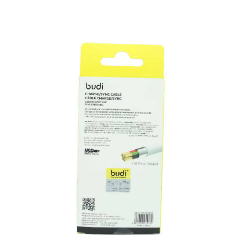 Budi M8J011T20 USB Type-C 20CM 2.4A Faster-WHITE