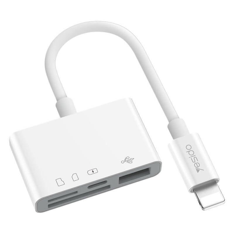 Yesido OTG Adapter Dual Lightning To TF SD USB White