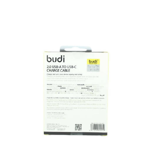 Budi M8J144T USB Type-C 1M 2.4A Faster-BLACK