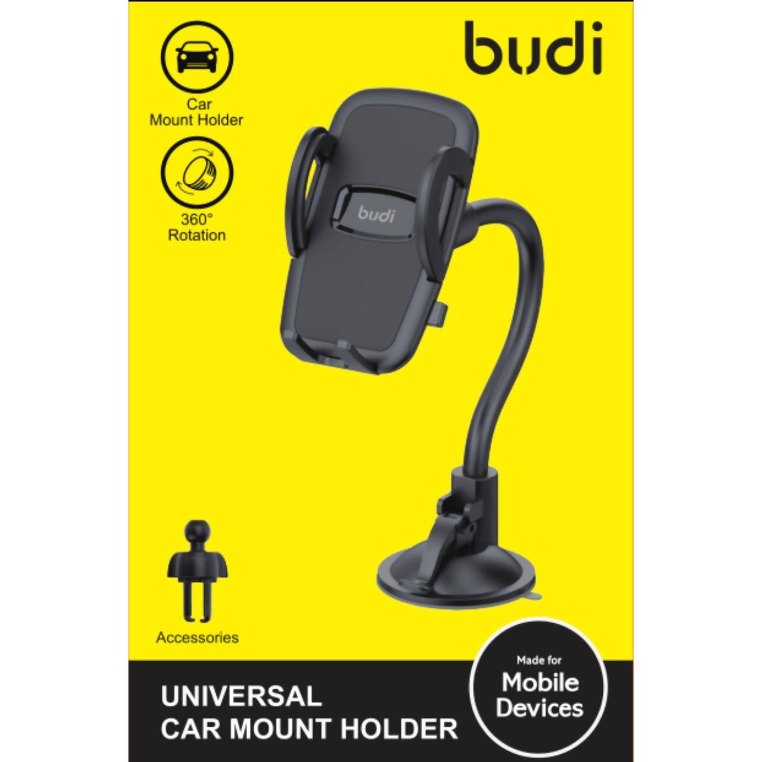 Budi Universal Car Mount Holder Black