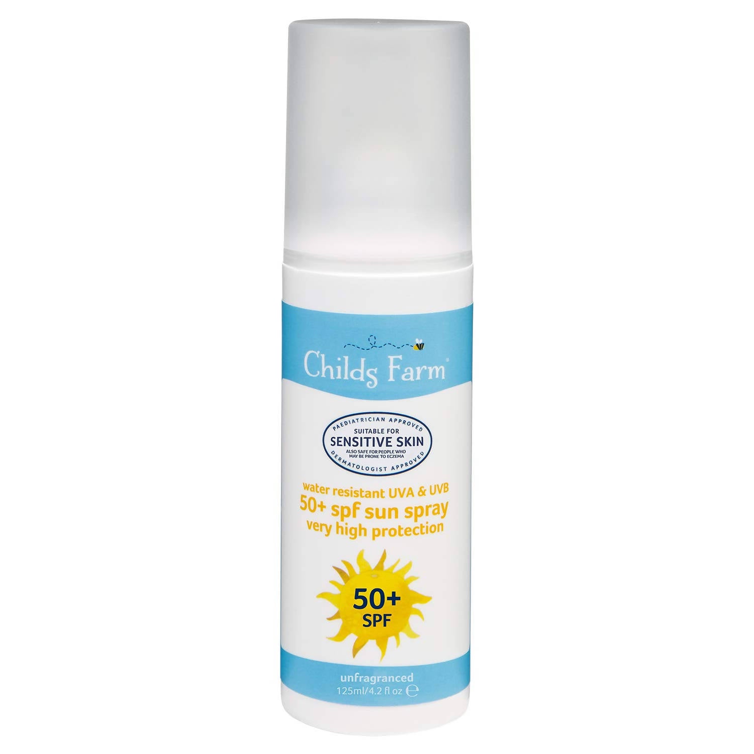 Childs Farm UVA And UVB Sunscreen Spray 50 SPF Unfragrenced 125ml