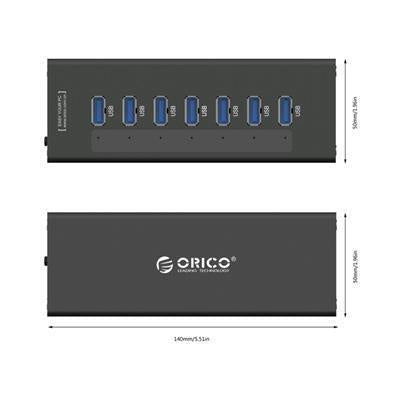 Orico 7 Port Commercial Heavy Duty Super Speed USB3.0 Premium Aluminium Hub With 12V/2.5A Power