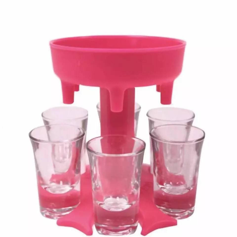 6 Shot Glass Dispenser Holder Caddy Liquor Dispenser