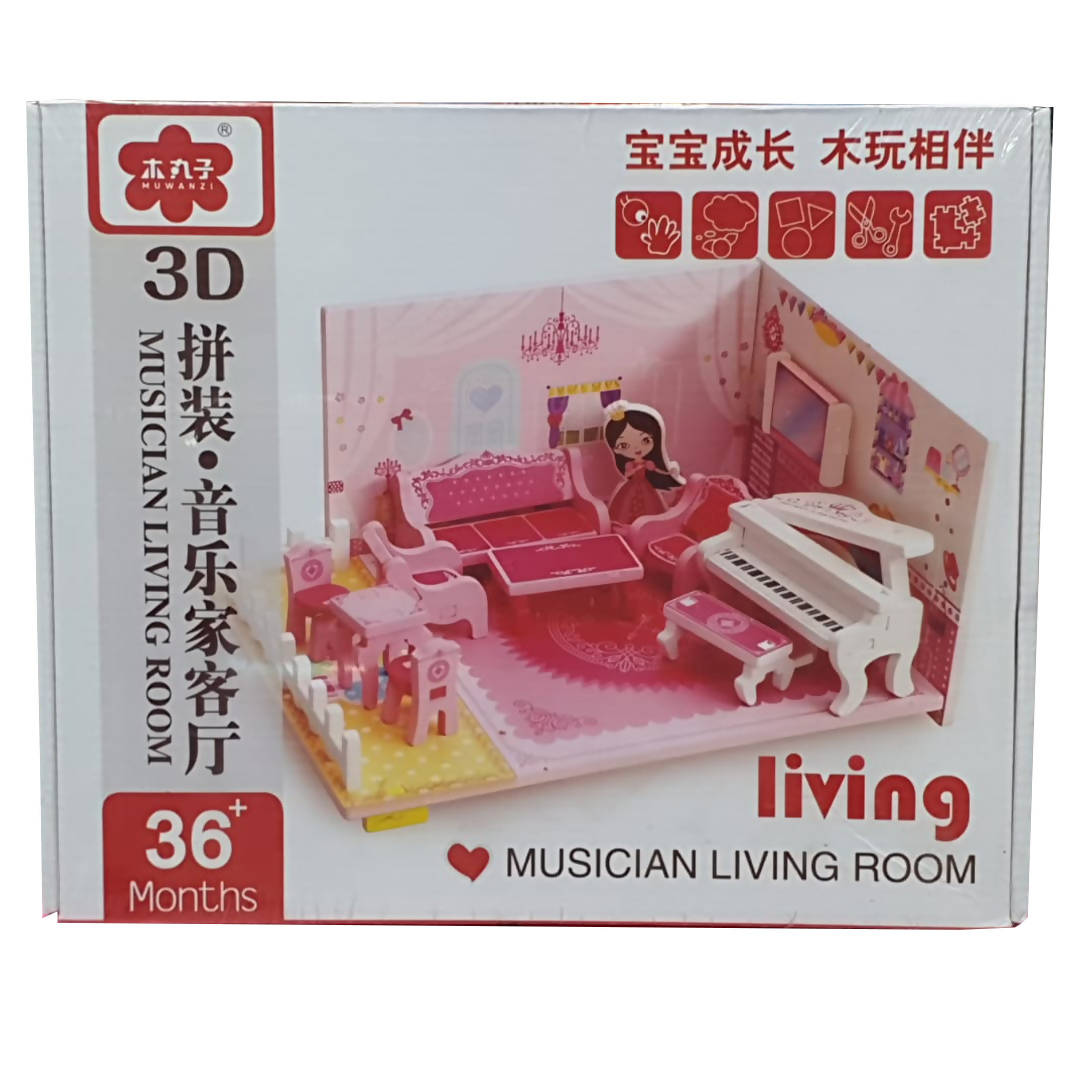 Montessori Wooden Toys 3D Assembly Music Living Room Brain Game