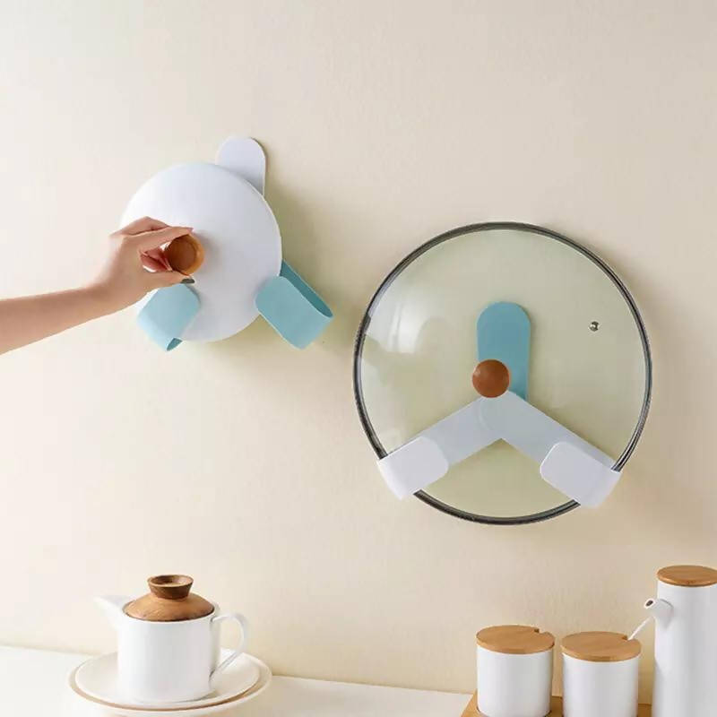 2022 Creative Wall Mounted Pot Lid Holder Rotating Folding Adjustable Pan Cover Storage Rack Kitchen Under Sink Cutting Board