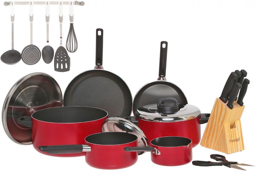 Prestige Non Stick 22 Pc Cookware Set Red