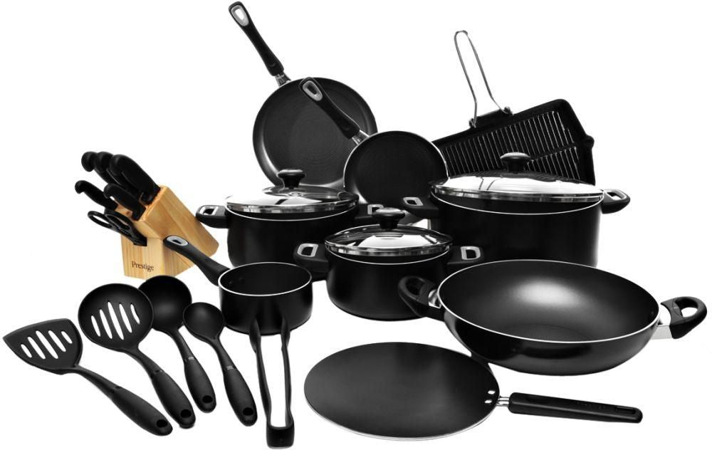 Prestige 24Pc Aluminum Cookware Set Black