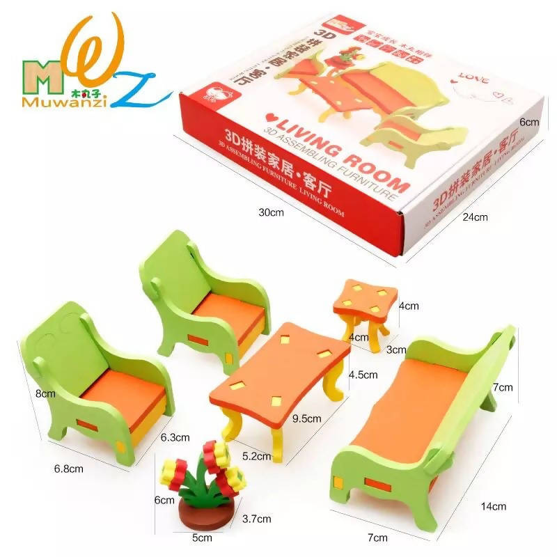 Wooden furniture toy assembly wood blocks toys chair table model kids assembled toy Early childhood children's educational toy