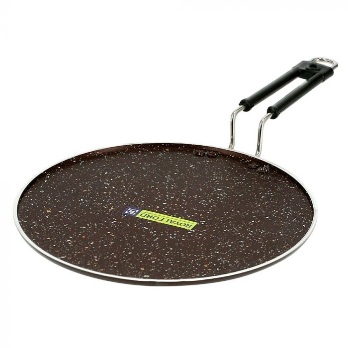 Royalford RF9704 Aluminium Round Tawa 30cm - Marble Coating Pan Suitable For Crepe Chapatti Pancakes Roti Dosa Flatb