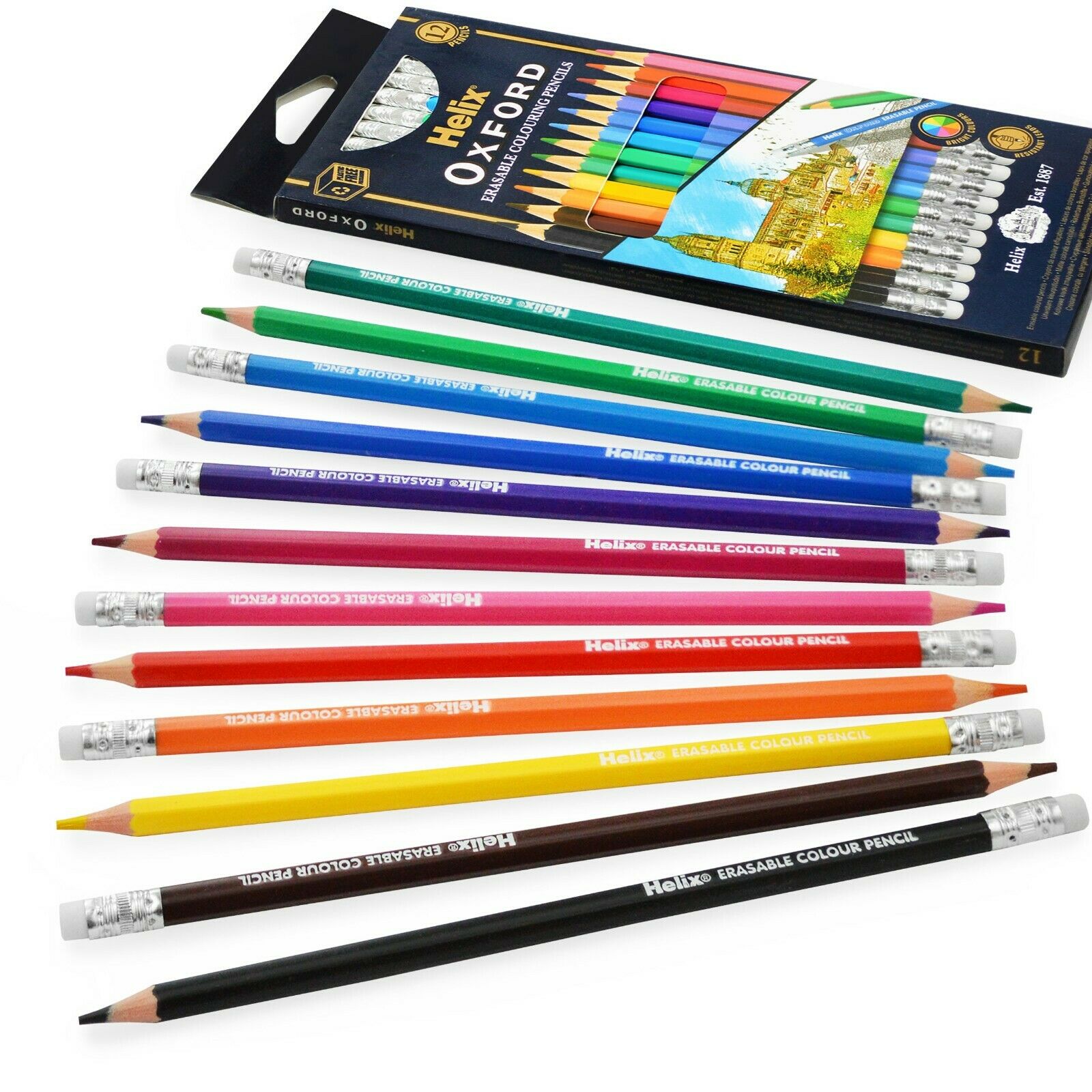 Helix Erasable Colouring Pencils Pack of 12