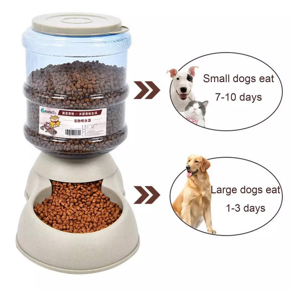 Behogar Besegad 1 Gallon Automatic Pet Food Water Dispenser Solution Feeder Waterer Food Storage Bottle Bowl Dish for Cat Dogs