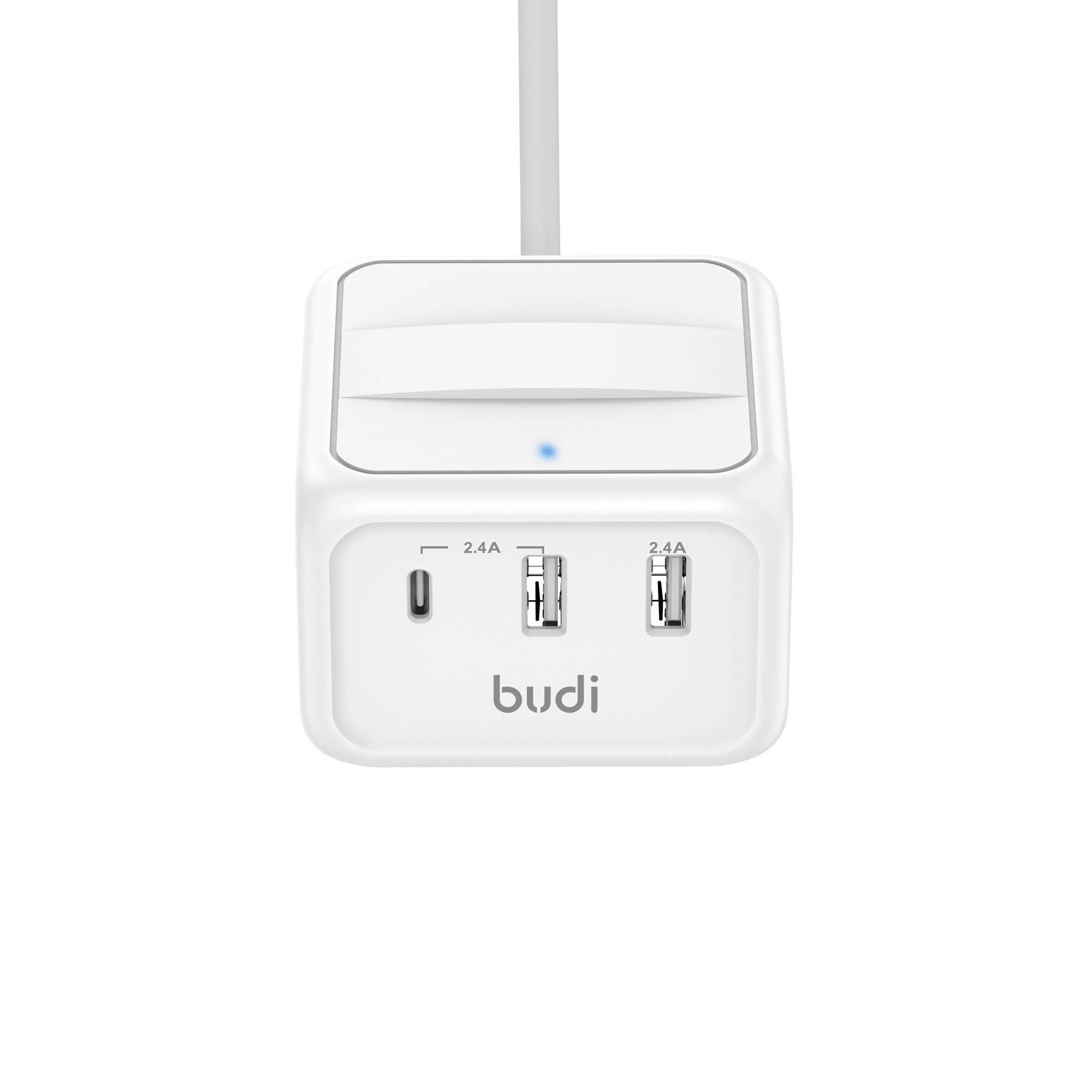 Budi 24Watt 4.8A 2USB Port Type C Fast Home Charger 1.8M White