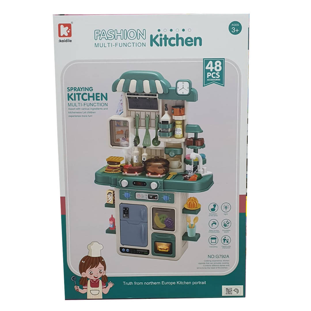 Kitchen Toys Children's Cooking Interest Cultivation Steam Kitchen Toys Children's Educational Spray Water Cooking 48Pcs