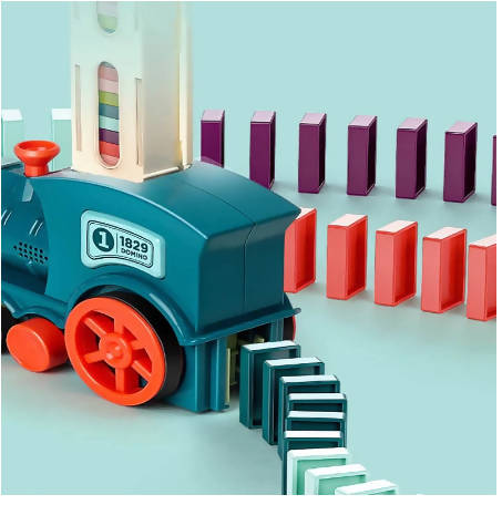 Kids Electric Domino Train Car Set Sound & Light Automatic Laying Dominoes Brick Blocks Game Educational DIY Toy Gift