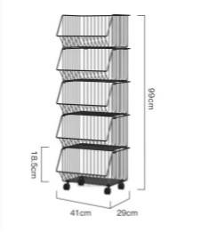 Household Multifunctional Movable Kitchen Rack Floor Trolley Multi Layer Kitchen Vegetable Basket Toy Storage Artifact