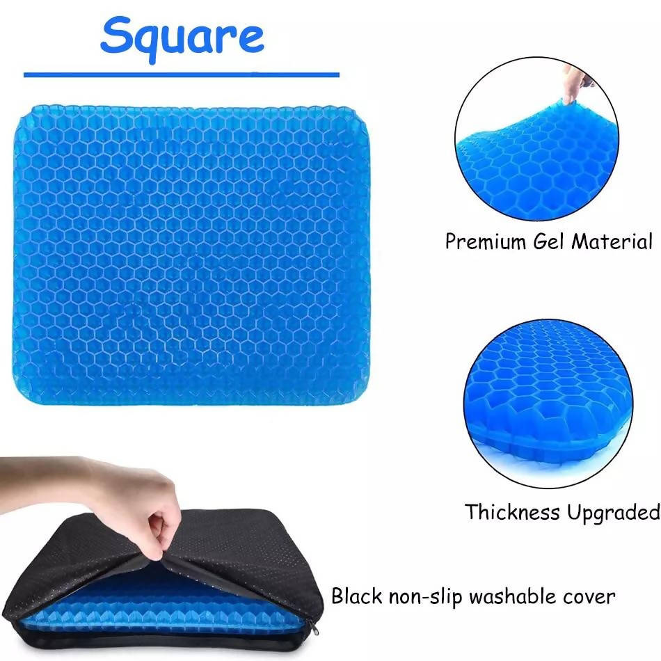Gel Seat Cushion, Gel Seat Cushion for Office Chair Sciatica Pain Relieve, Double Thick Breathable Honeycomb Design, Wheelchair Gel Seat Cushion to