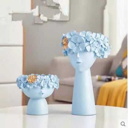 Decorative Figue Head Shape Vase 2Pcs