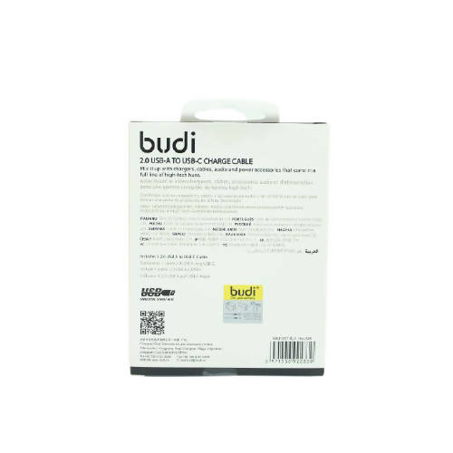 Budi M8J159T USB Type-C 2M 2.4A Faster-BLACK