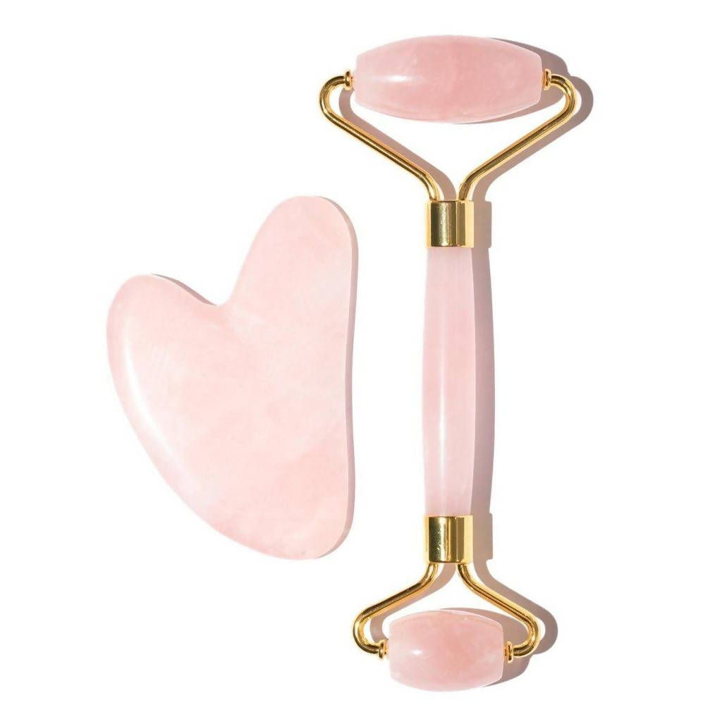 Hononol Facial Massage Natural Rose Pink Crystal Quartz Roller Double Head Jade Stone Face Lifting Anti Wrinkle Slimming HealthCare Tool