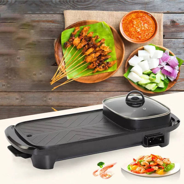 Aoran Korean 2 in 1 Indoor Electric BBQ Grill Smokeless Pan Hot