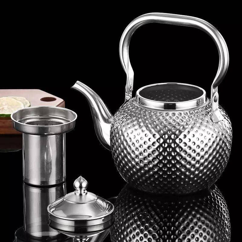 Stainless Steel Teapot Lifting Handle with Tea Filter Silver Suitable for Induction Cooker Stove Top Kettle