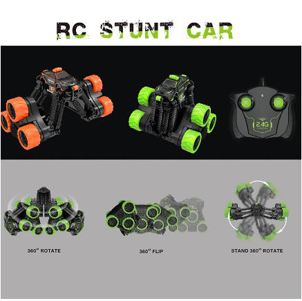 2.4G 10km/h High Speed 360 Rotation Anti Collision Tire Remote Control Car RC Stunt Car RC Drift Car Kids Gift